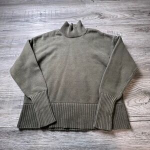 Gap Sweater Womens XS Olive Green Mock Neck Ribbed Knit Relaxed Fit Pullover‎